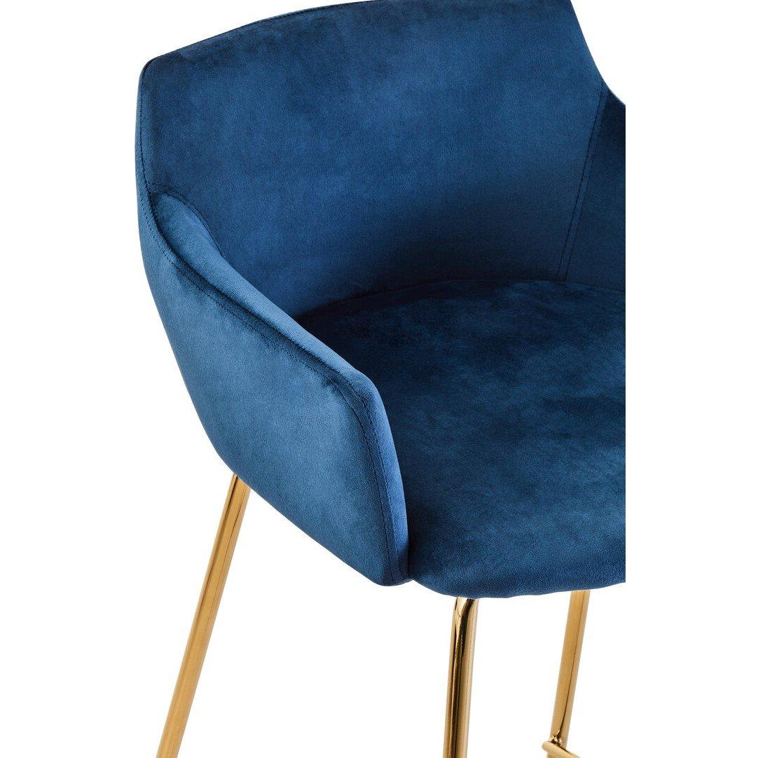 Blue - Interiors by Premier - Tamzin Blue Velvet Low Back Bar Chair - 4