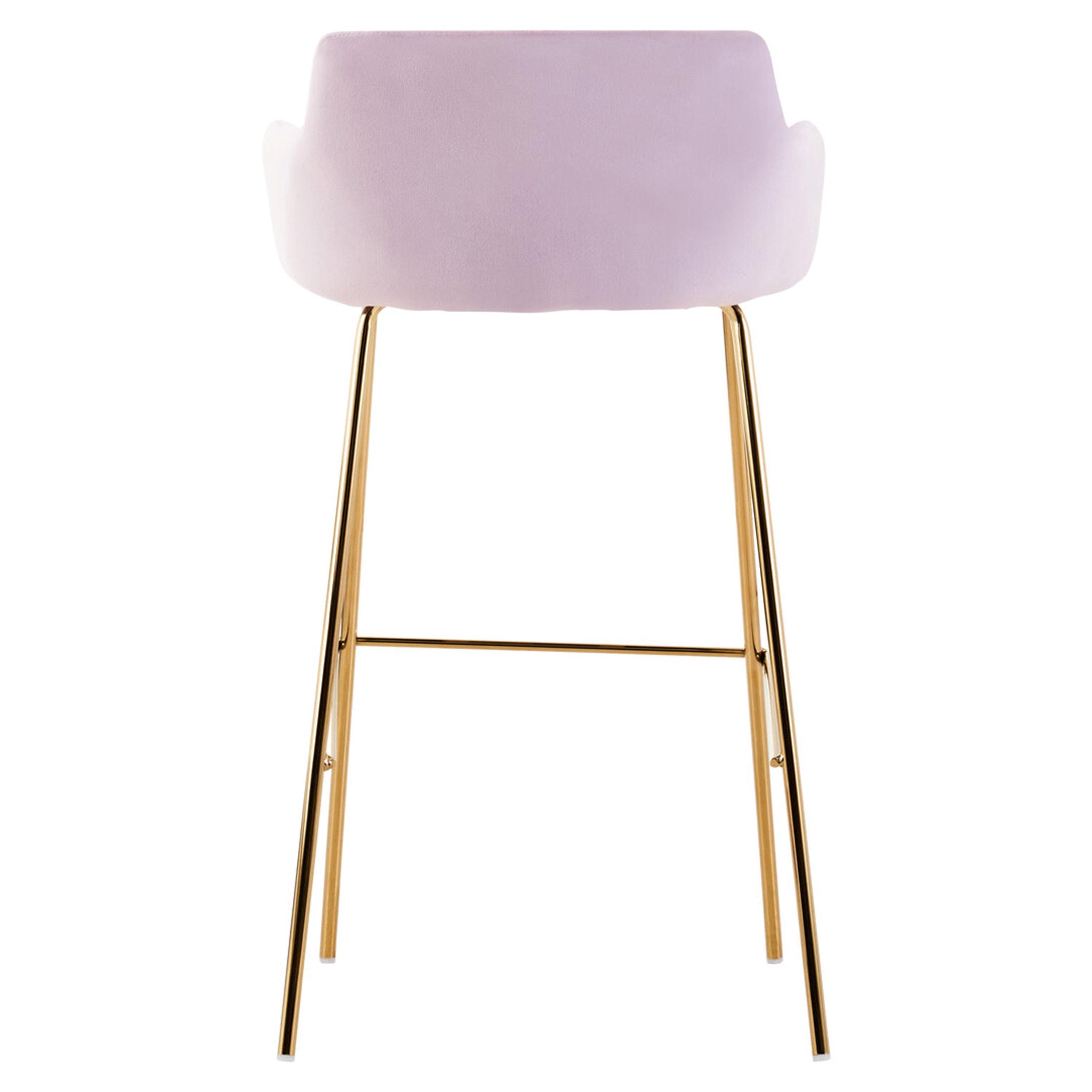Pink - Interiors by Premier - Tamzin Pink Velvet Low Back Bar Chair - 2