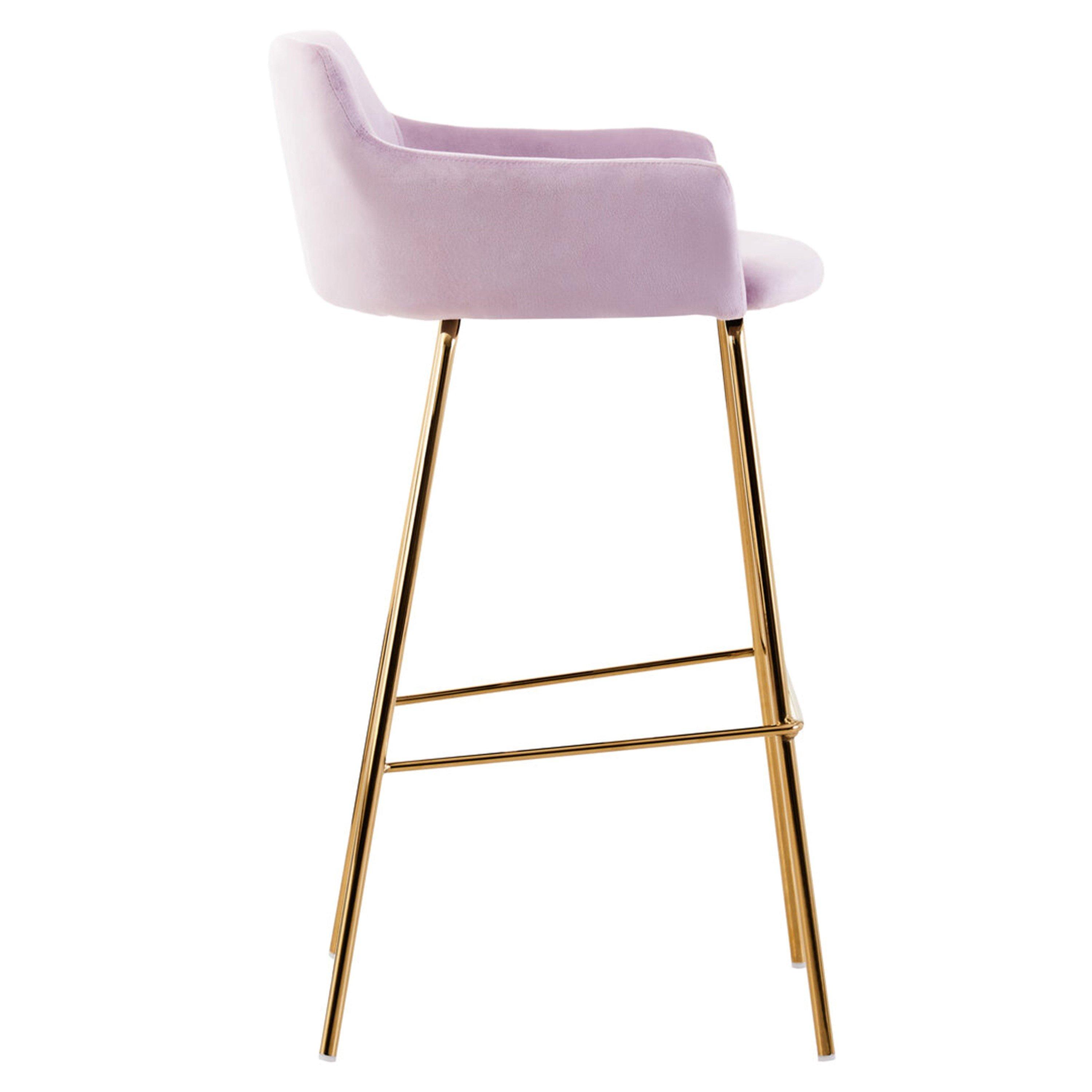 Pink - Interiors by Premier - Tamzin Pink Velvet Low Back Bar Chair - 3