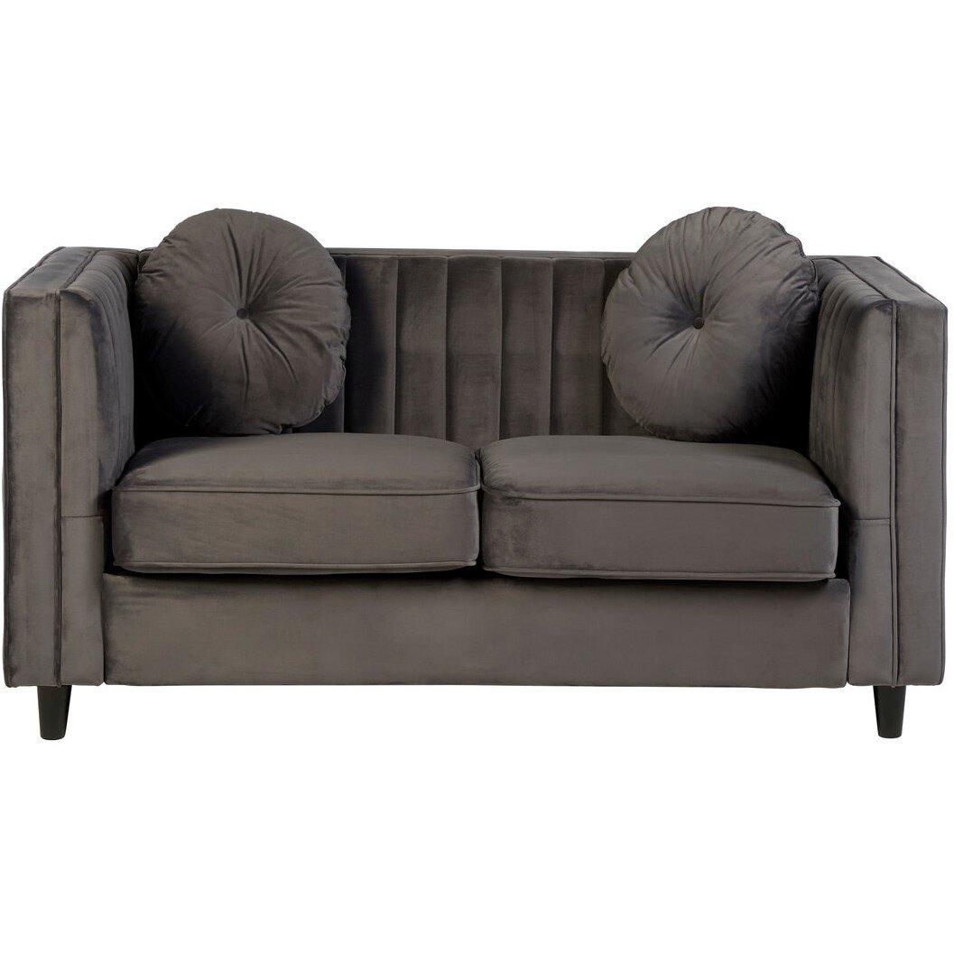 Interiors By Premier  Farah Two Seat Velvet Sofa Grey