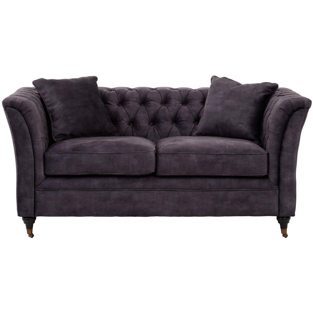 Grey - Fifty Five South - Sabrina Two Seat Grey Velvet Sofa - 1
