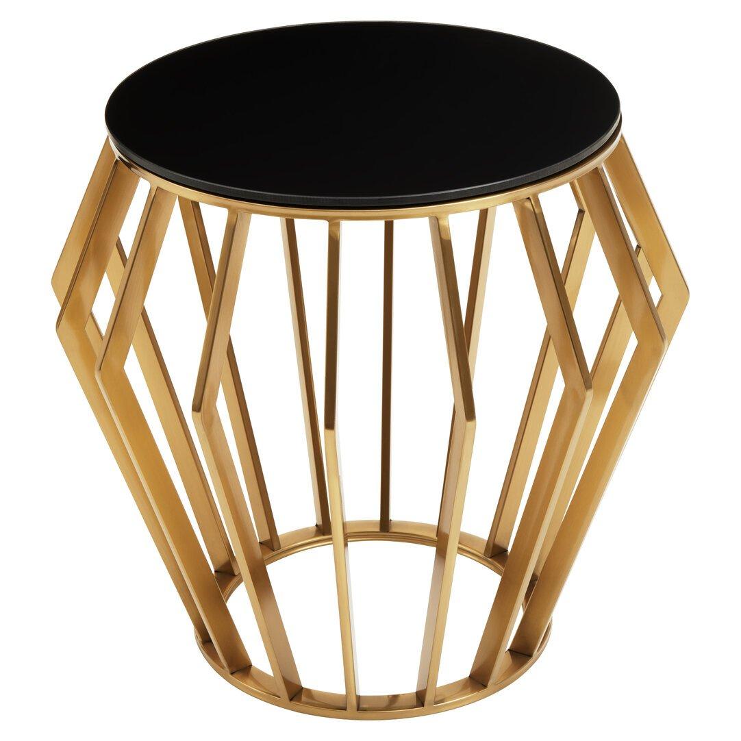 Gold - Interiors by Premier - Ackley Gold Round Side Table with Black Glass - 2