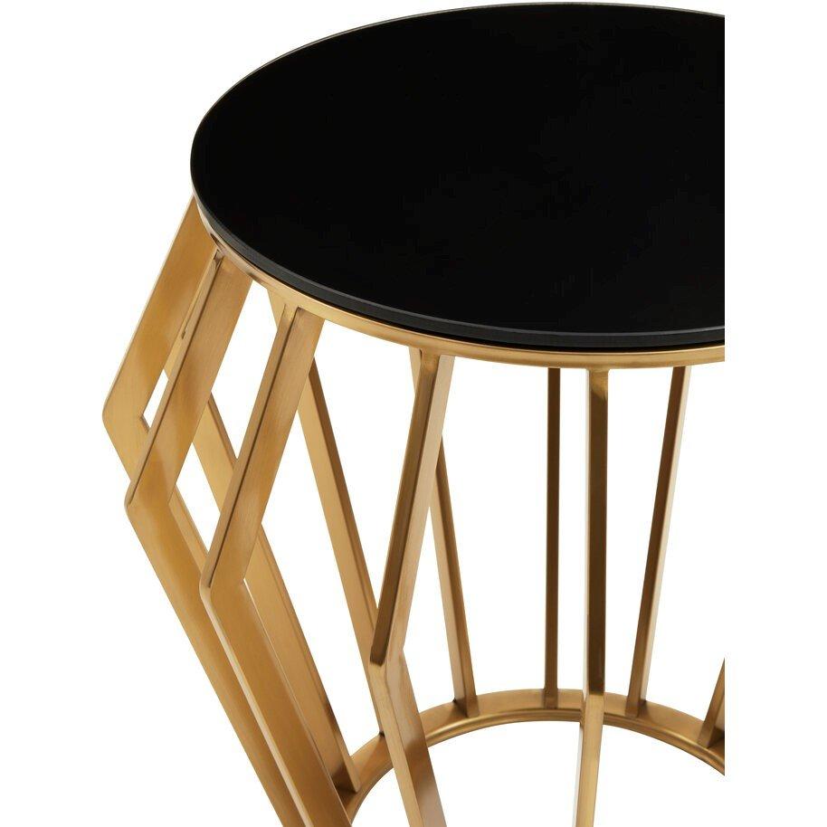 Gold - Interiors by Premier - Ackley Gold Round Side Table with Black Glass - 4