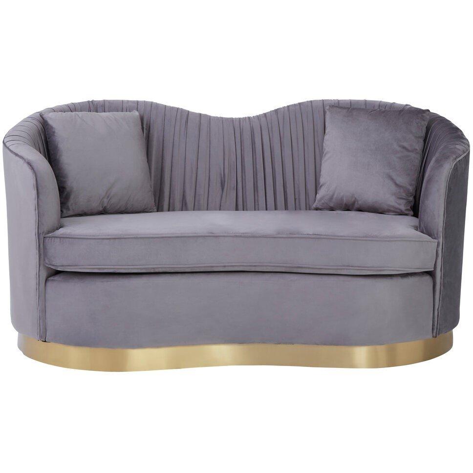 Grey - Fifty Five South - Franza 2 Seat Pleated Grey Velvet Sofa - 1