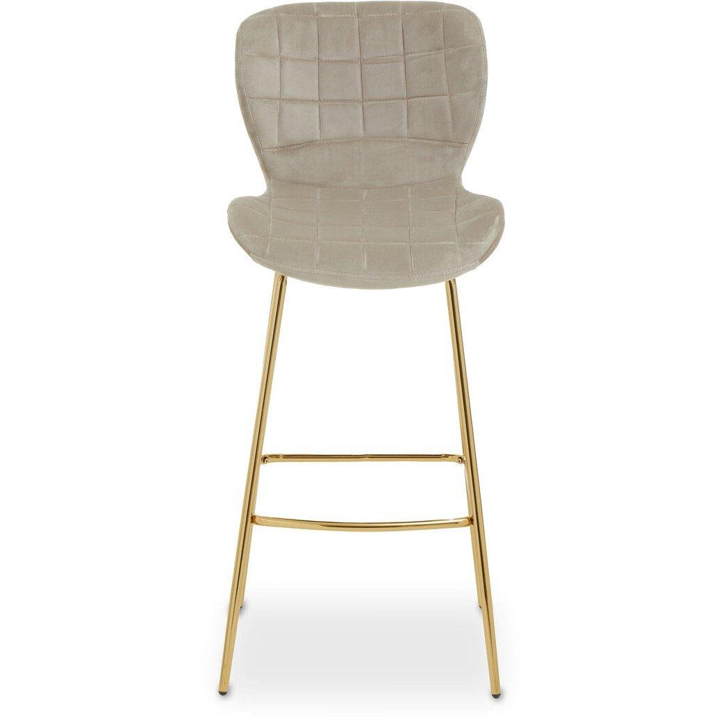 Beige - Interiors by Premier - Warton Mink Velvet Bar Chair - 1