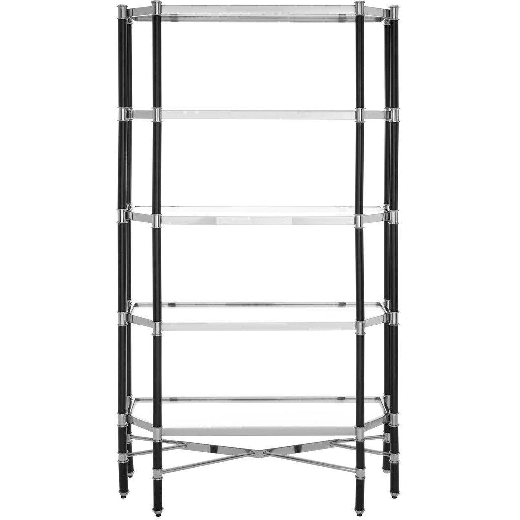 Fifty Five South Allessi 5 Shelf Unit In Silver Metal and Black Fra
