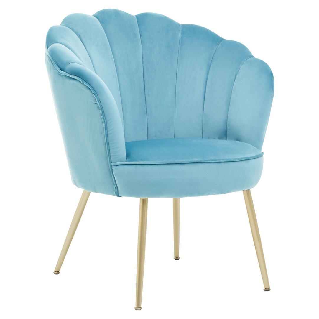 Blue - Interiors by Premier - Ovala Aqua Velvet Scalloped Chair - 1