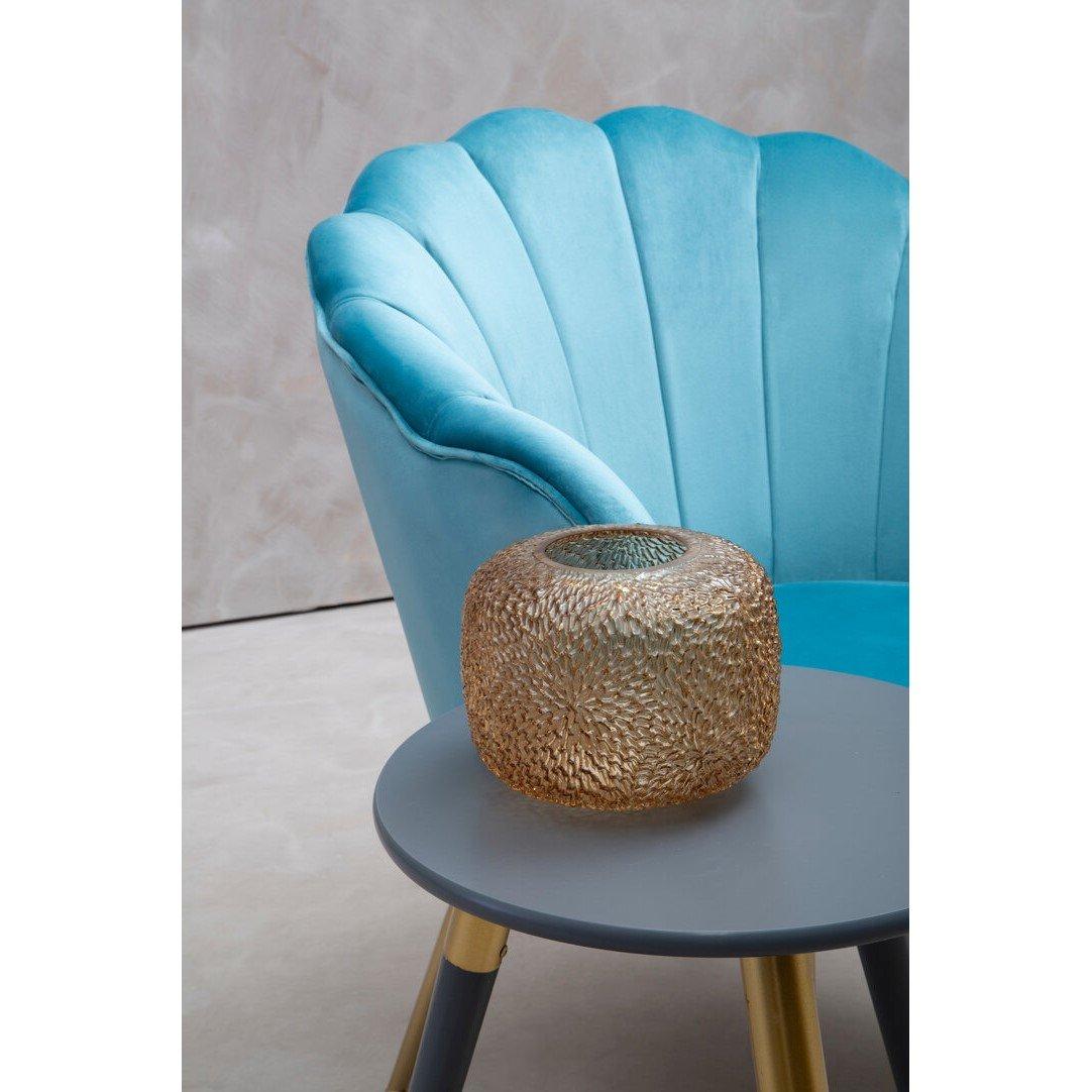 Blue - Interiors by Premier - Ovala Aqua Velvet Scalloped Chair - 2