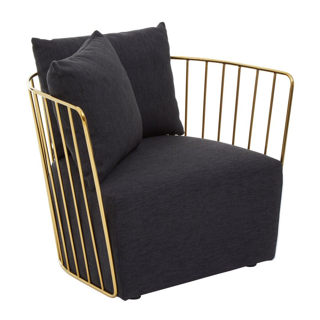 Gold - Fifty Five South - Azalea Black Fabric and Metal Chair - 3