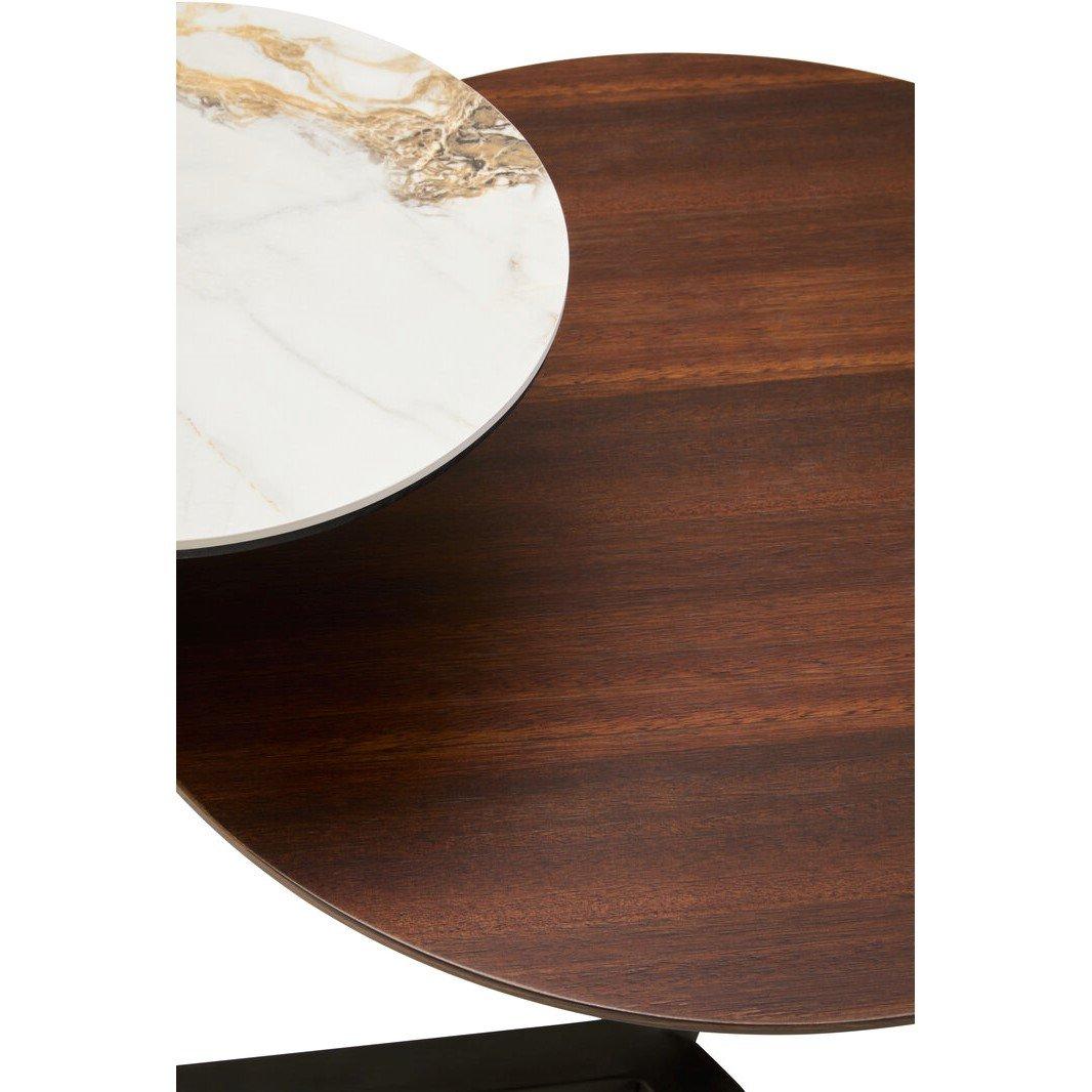 Brown - Fifty Five South - Imperia Green/Dark Brown Round Ceramic Coffee Tabl - 4