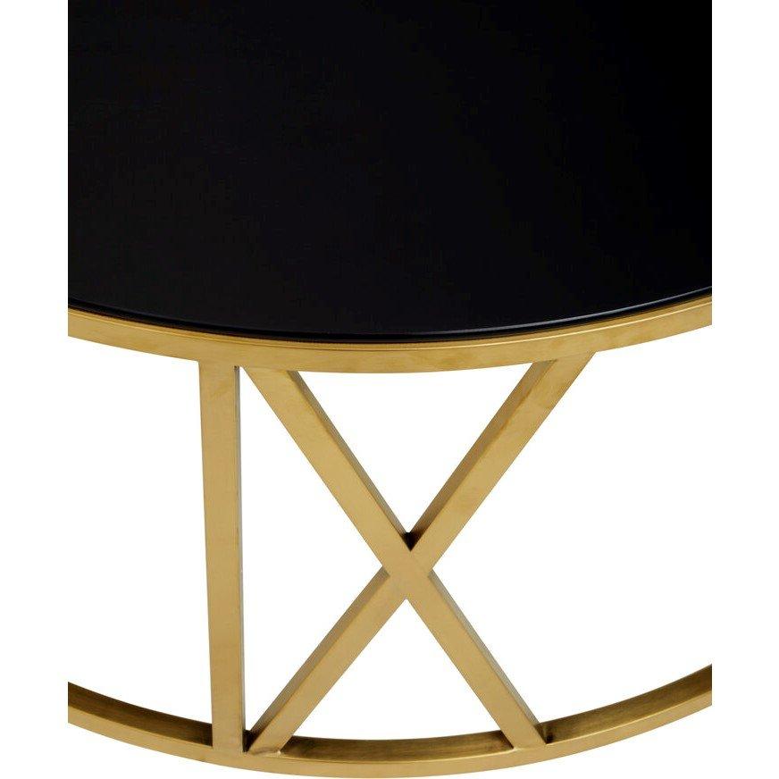 Gold - Fifty Five South - Alana Round Coffee Table with Gold Frame and Black - 3