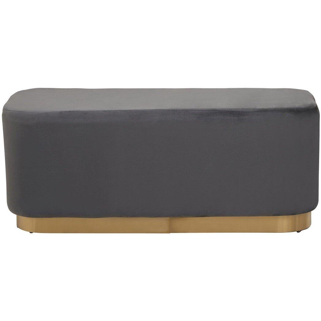 Interiors By Premier  Hartford Velvet Bench With Matte Gold Base Grey
