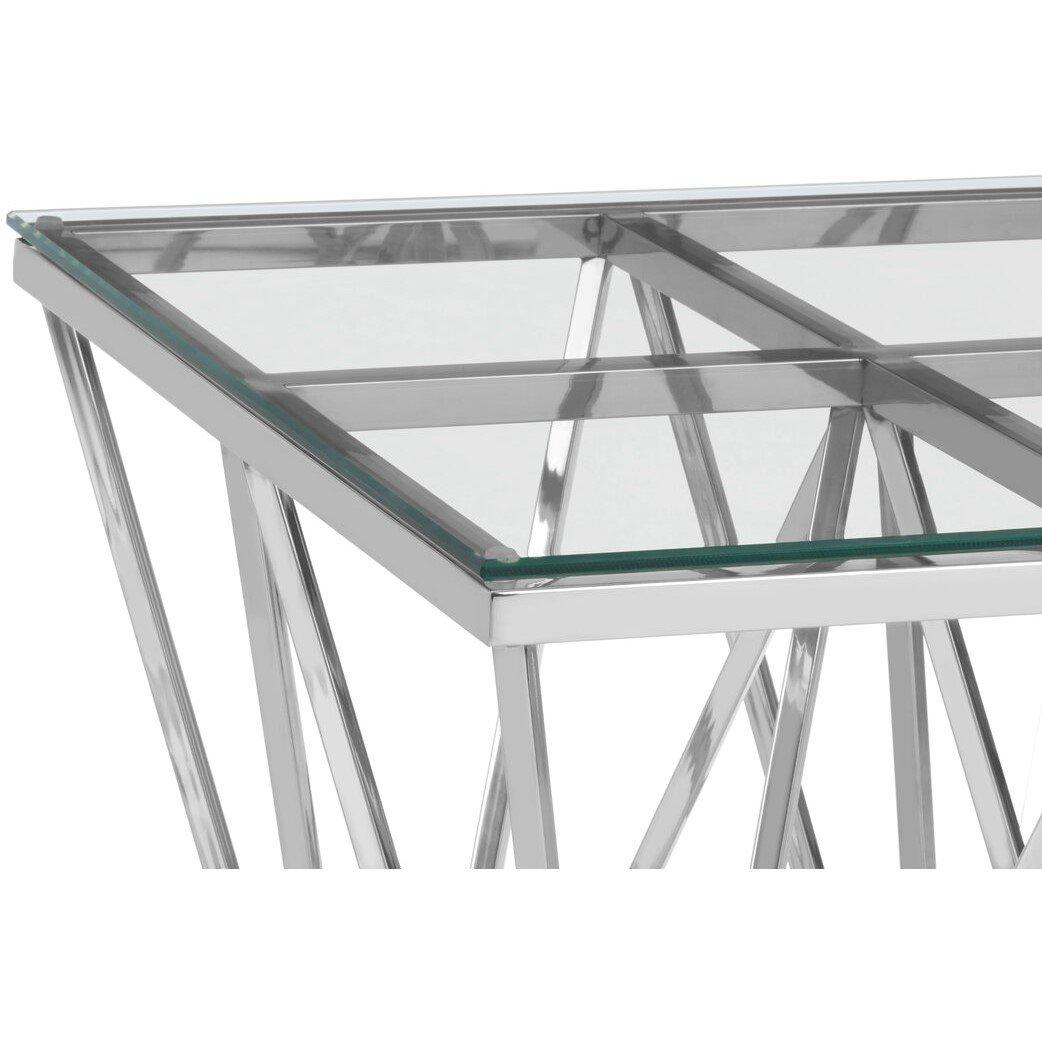 Silver - Interiors by Premier - Allure Silver Finish Prismatic Legs End Table - 2