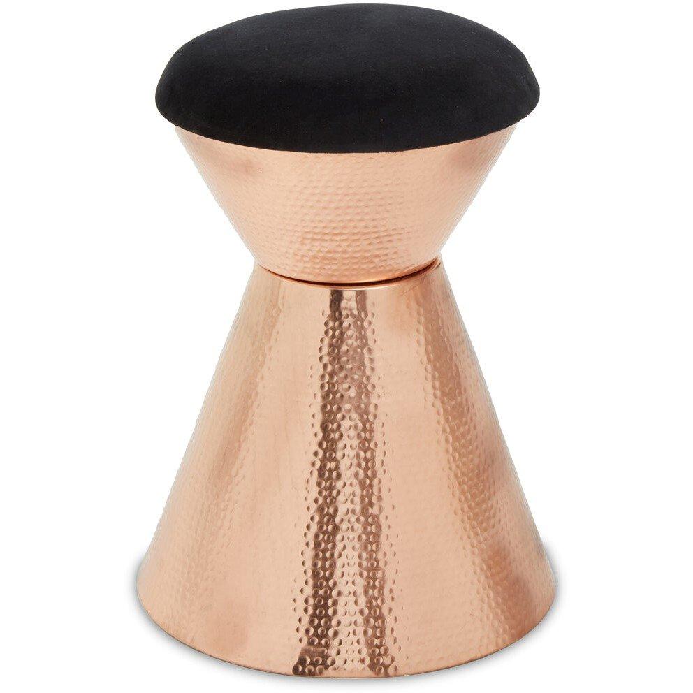 Interiors By Premier  Jaipur Velvet And Copper Finish Stool Black