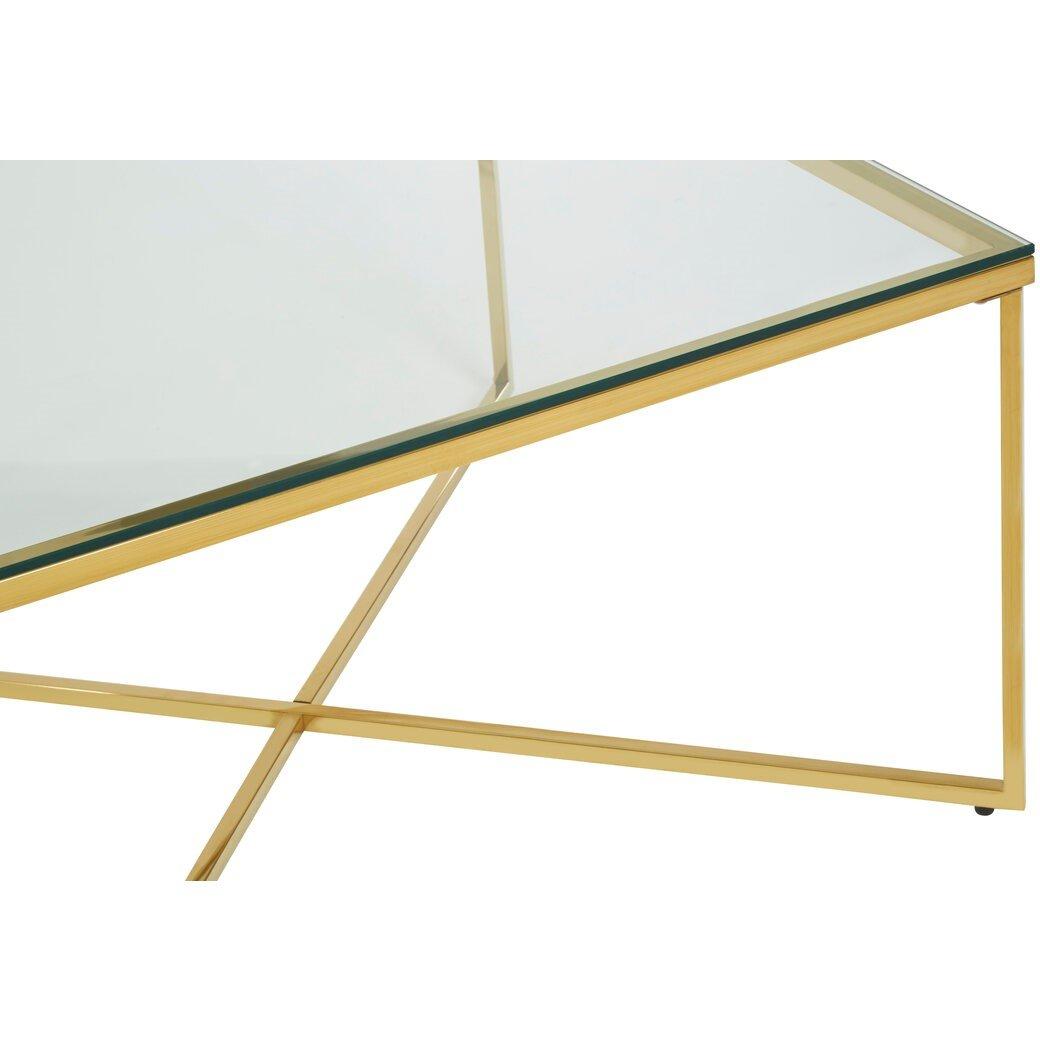 Gold - Interiors by Premier - Allure Gold Finish Cross Base Coffee Table - 3