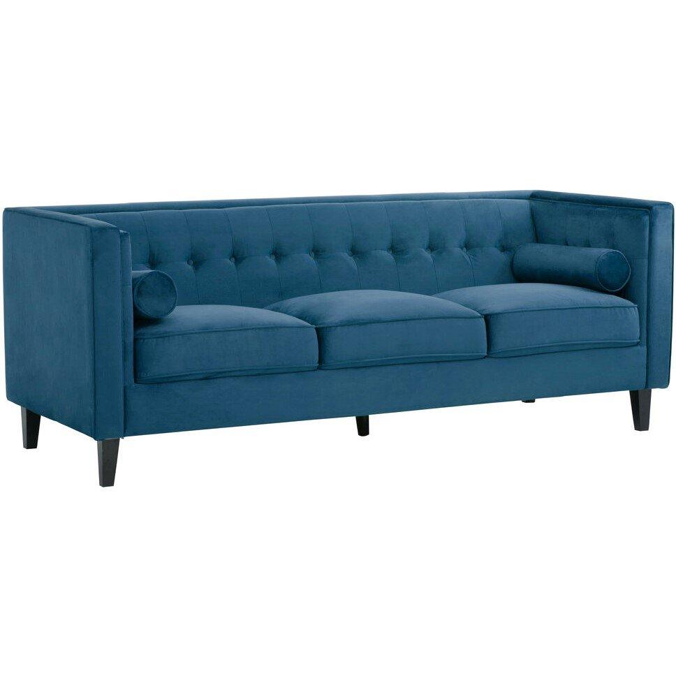 Blue - Interiors by Premier - Helia 3 Seat Blue Velvet Sofa - 4