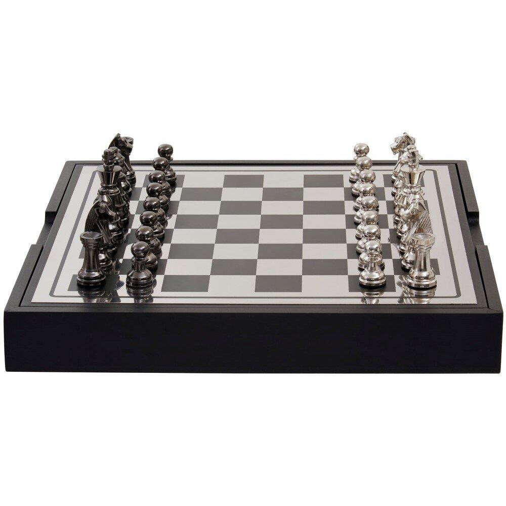 Fifty Five South  Churchill Games And Silver Chess Set Black