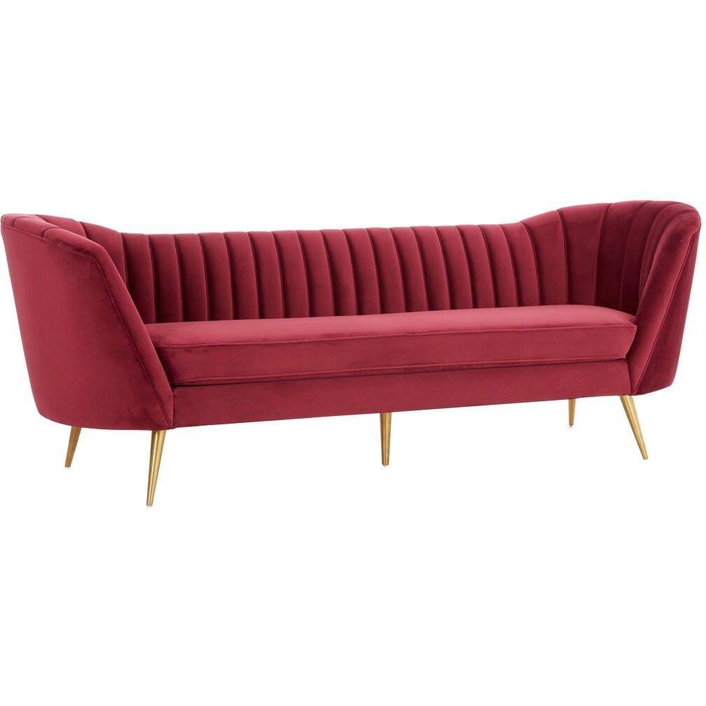 Fifty Five South  Binky 3 Seat Wine Velvet Sofa - Pink