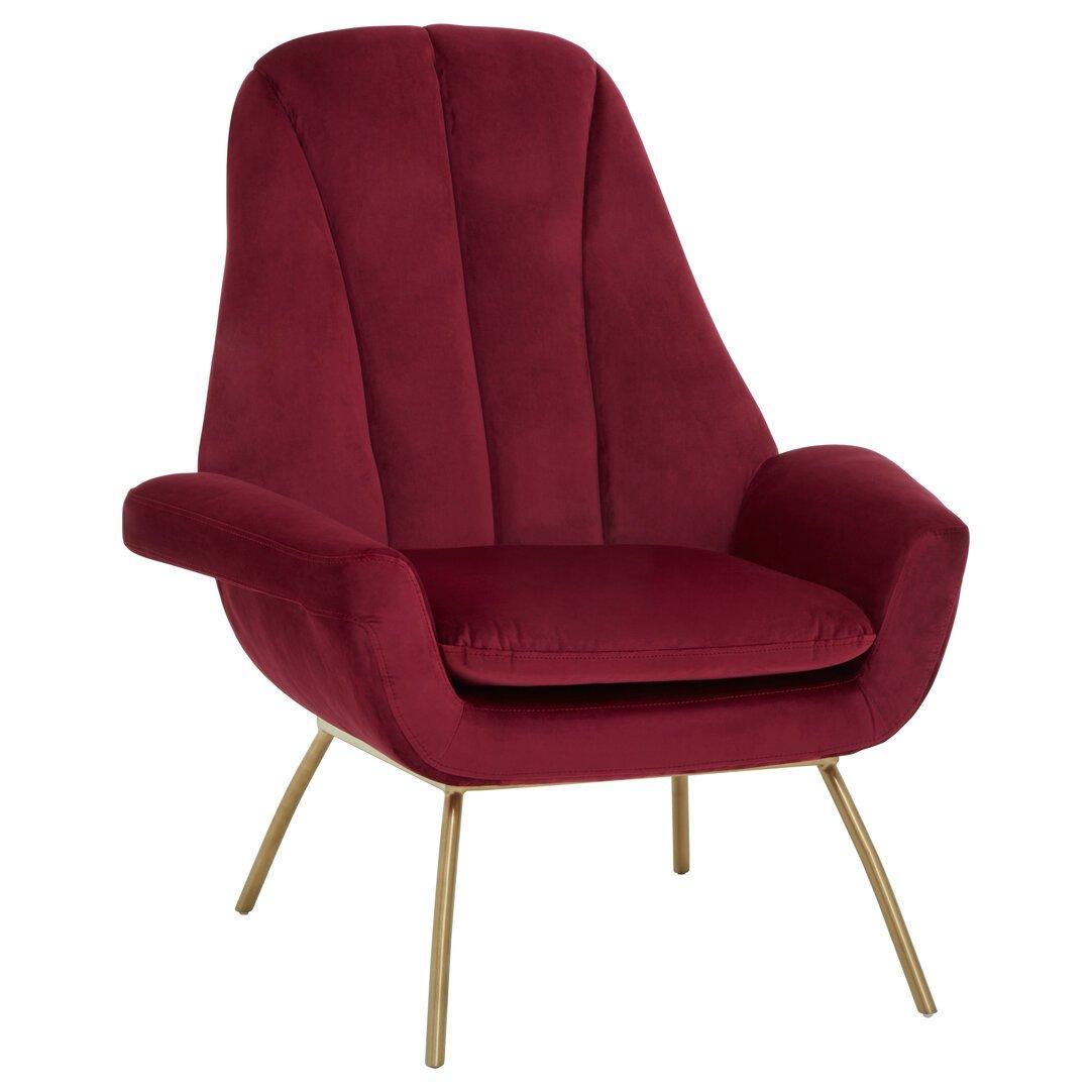 Red - Fifty Five South - Billi Wine Velvet Lounge Chair