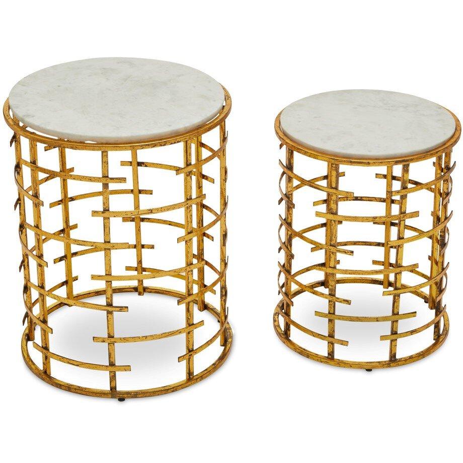 White - Interiors by Premier - Rabia Set Of 2 Tables With Jupiter Base