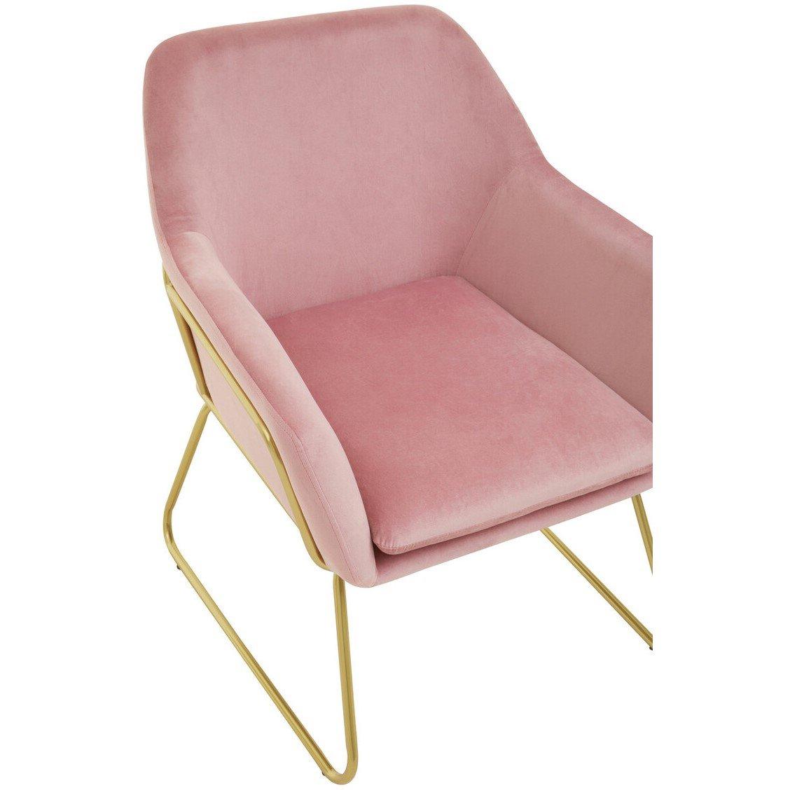 Pink - Interiors by Premier - Xander Pink Velvet Bushed Gold Armchair - 5