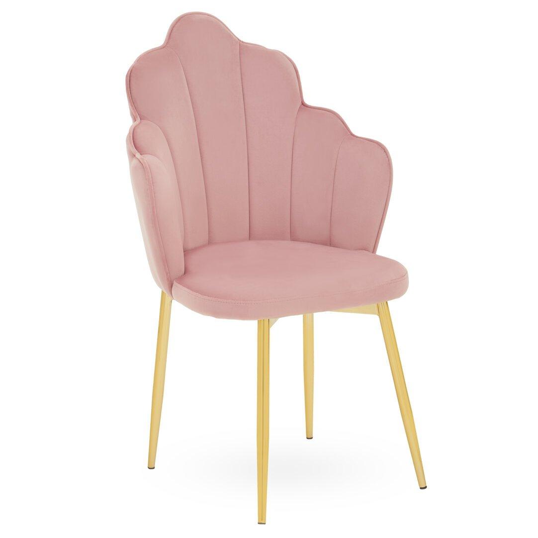 Interiors By Premier  Tian Velvet Dining Chair With Gold Metal Legs Pink