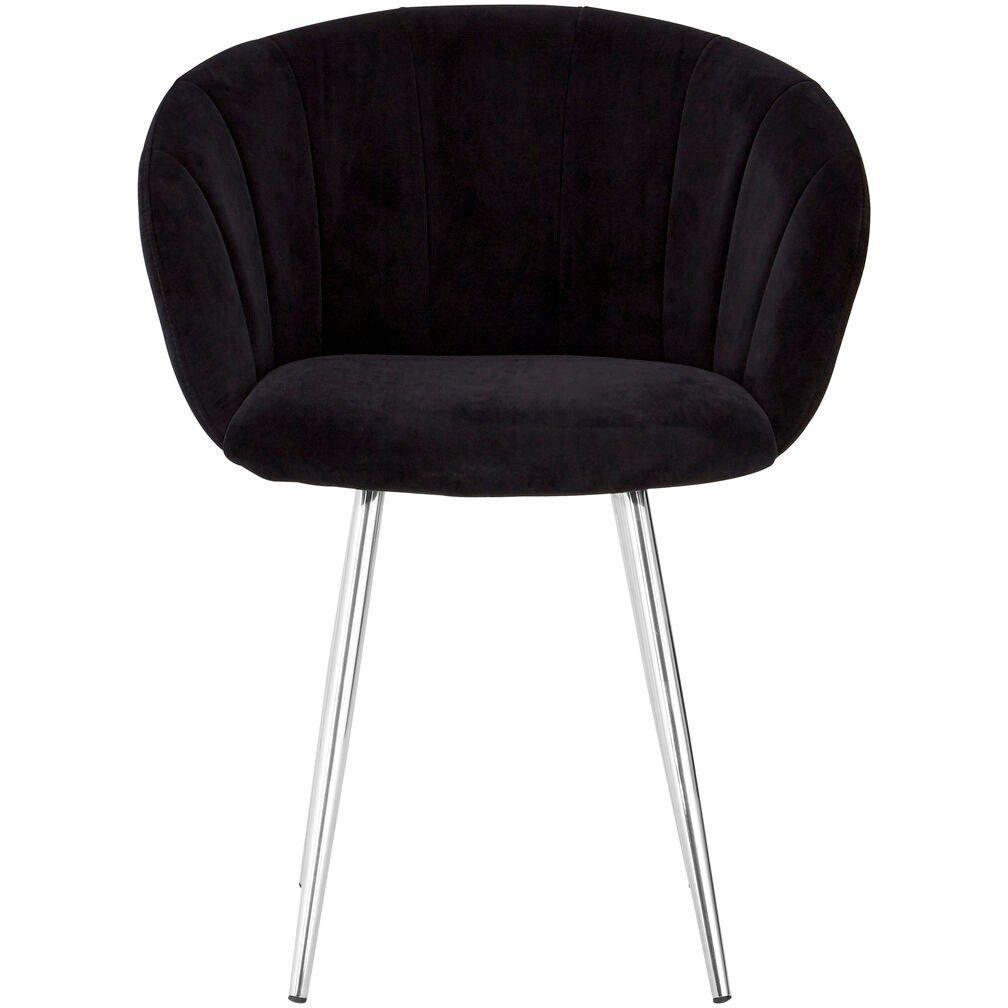 Black - Fifty Five South - Vogue Black and Silver Velvet Chair - 1