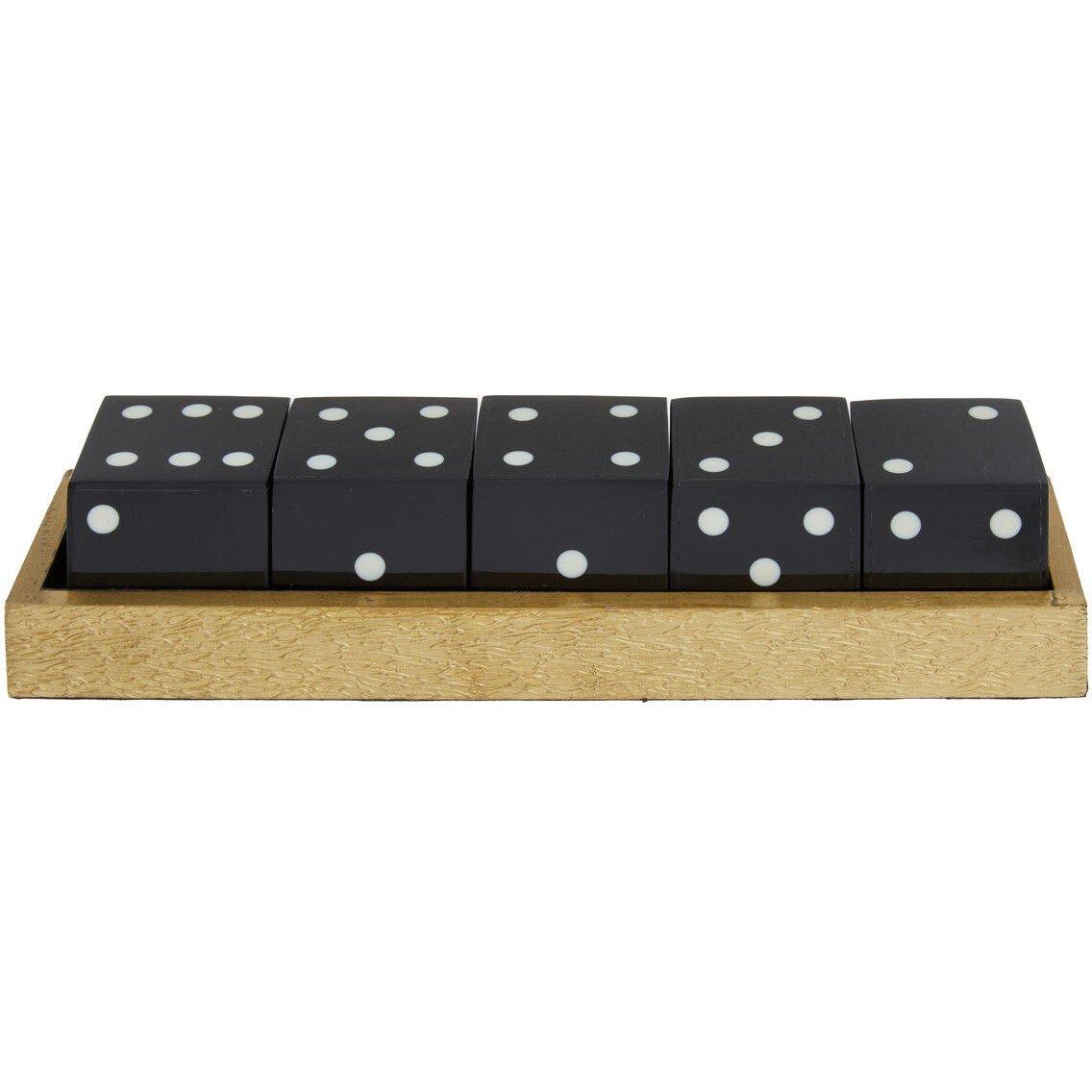 Fifty Five South  Churchill Games Gold Dice Set With 5 Dice Black