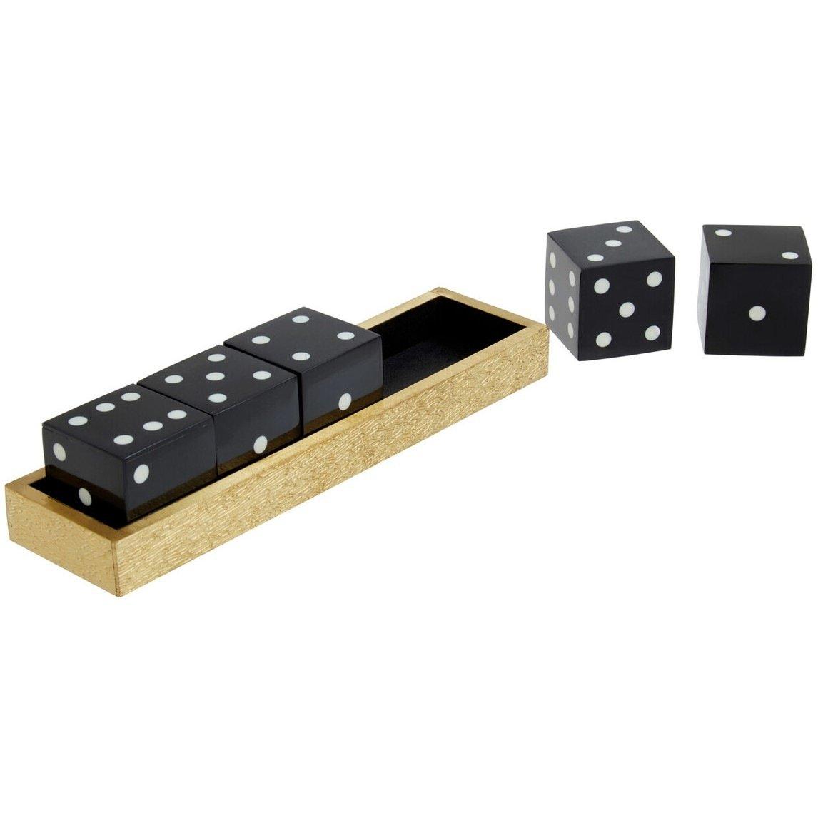 Black - Fifty Five South - Churchill Games Gold Dice Set with 5 Black Dice - 5