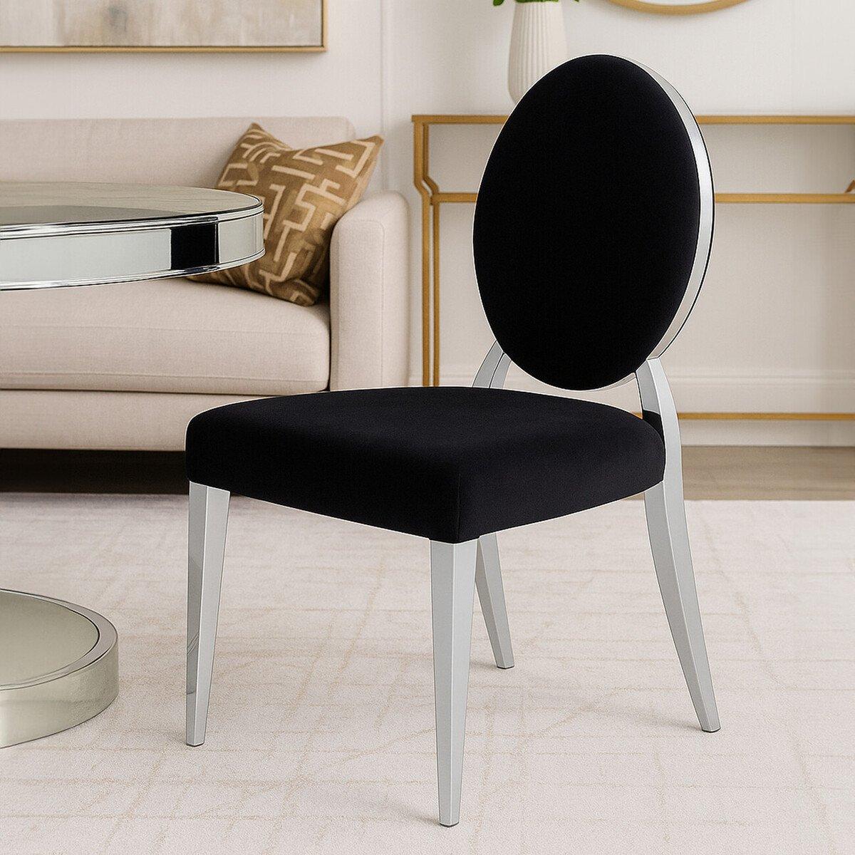 Interiors By Premier  Yasmin Velvet And Silver Chair Black