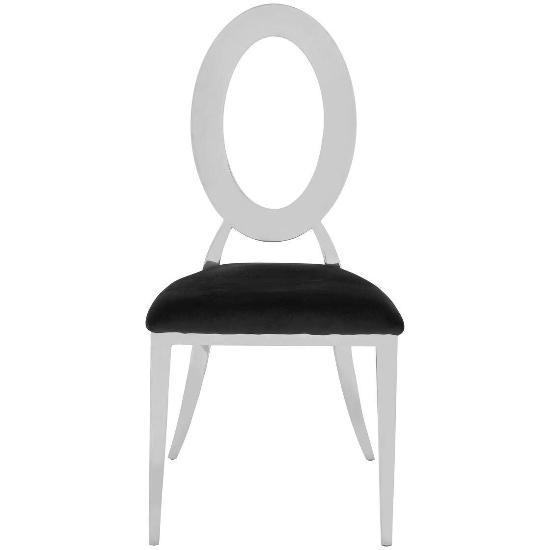 Black - Interiors by Premier - Yasmin Oval Back Black Velvet Dining Chair - 1