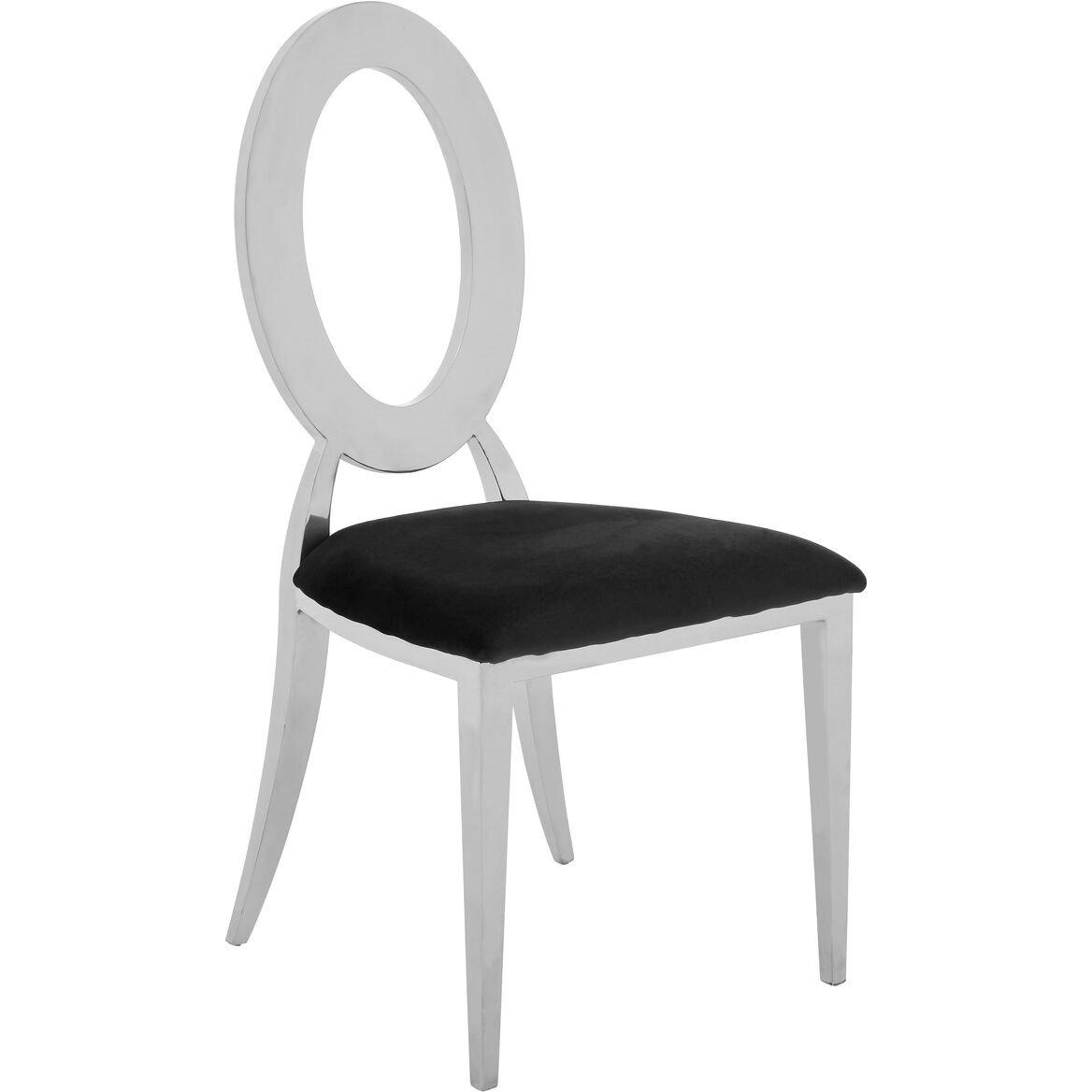 Black - Interiors by Premier - Yasmin Oval Back Black Velvet Dining Chair - 2