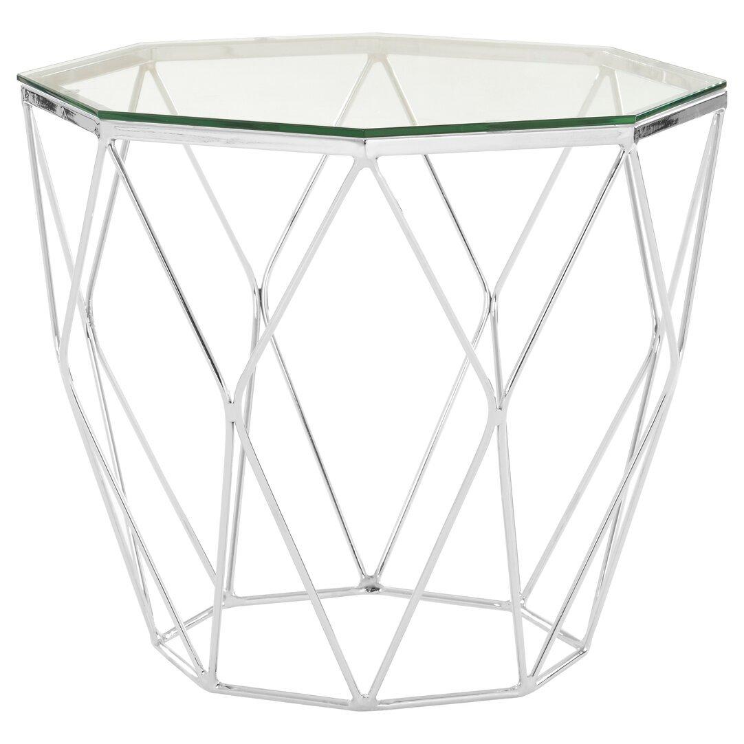 Interiors By Premier  Allure Tempered Glass And Chrome Hexagon End Table - Silver