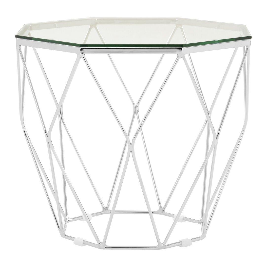 Silver - Interiors by Premier - Allure Tempered Glass And Chrome Hexagon End Table - 2