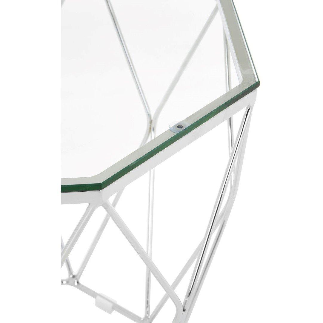 Silver - Interiors by Premier - Allure Tempered Glass And Chrome Hexagon End Table - 4