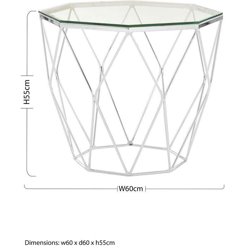 Silver - Interiors by Premier - Allure Tempered Glass And Chrome Hexagon End Table - 5