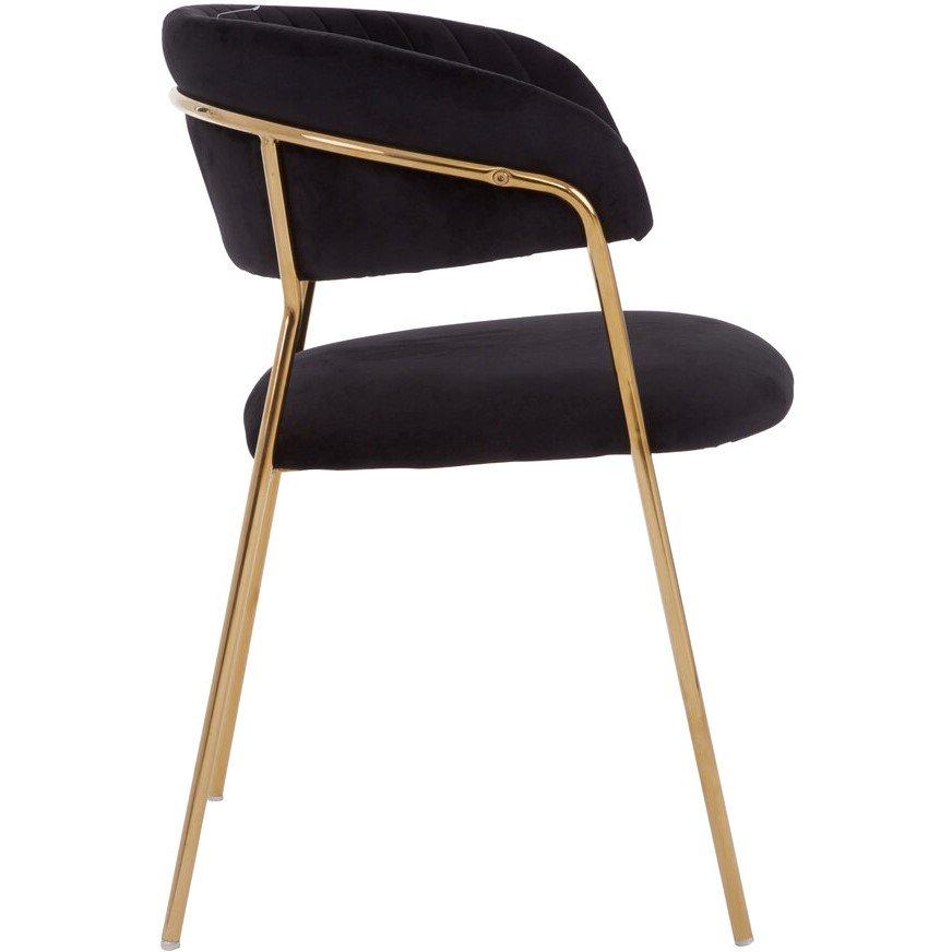 Black - Interiors by Premier - Tamzin Black Channel Gold Finish Dining Chair - 3