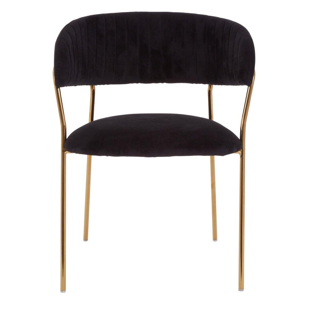 Black - Interiors by Premier - Tamzin Black Channel Gold Finish Dining Chair - 4