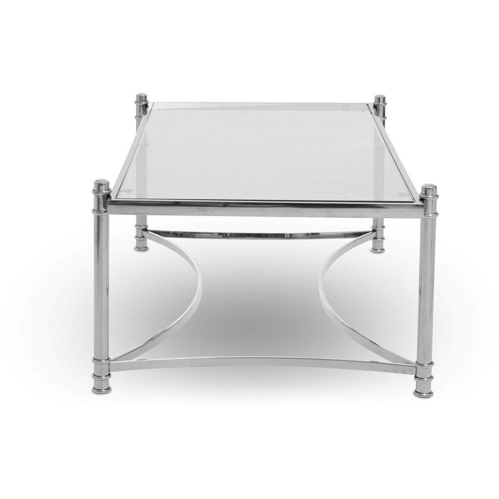 Silver - Interiors by Premier - Ackley Silver Coffee Table with Clear Glass - 2