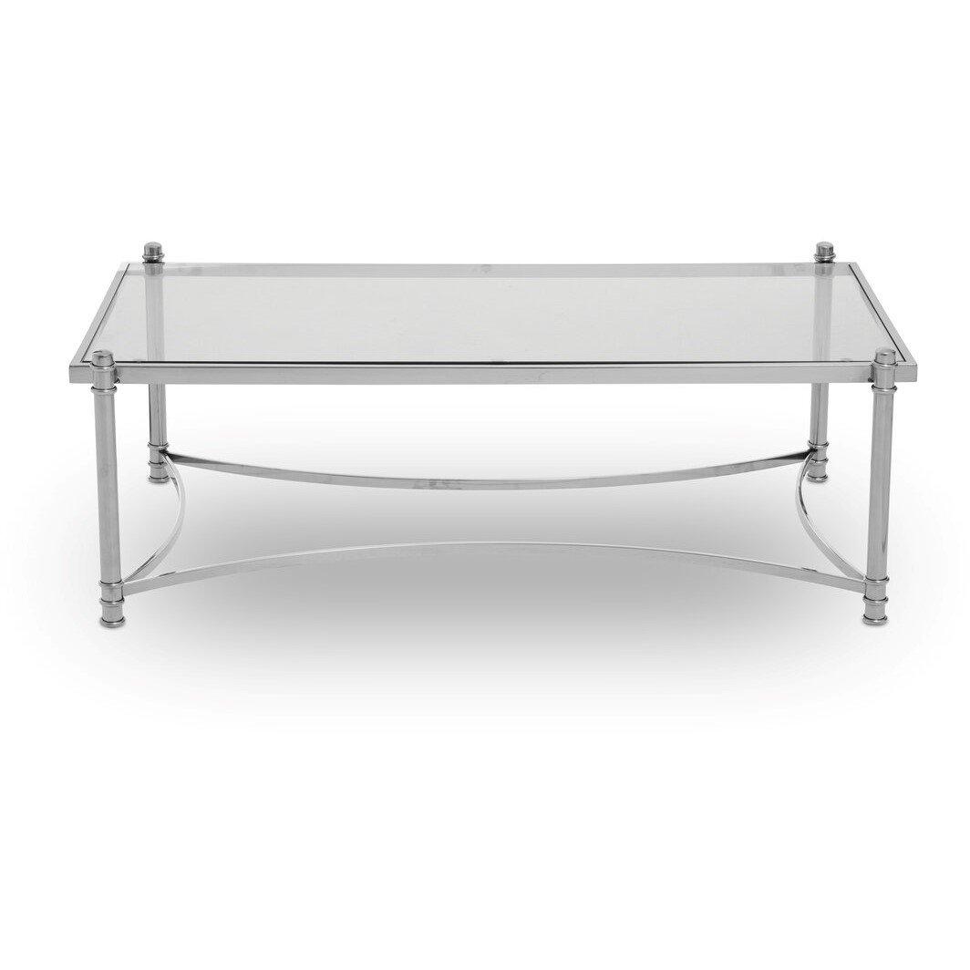 Silver - Interiors by Premier - Ackley Silver Coffee Table with Clear Glass - 3
