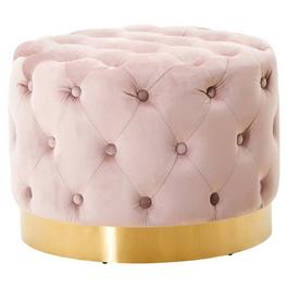 Premier Housewares Loretta Dusky Pink Velvet Stool With Matte Gold Fi