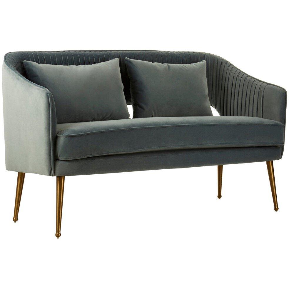 Blue - Fifty Five South - Hendricks 2 Seater Dusky Blue Velvet Sofa - 1
