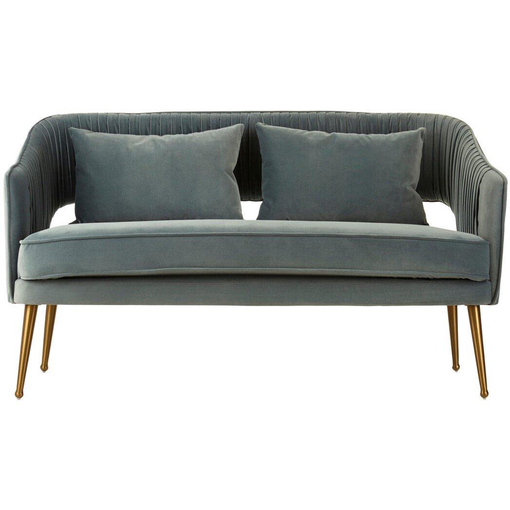 Blue - Fifty Five South - Hendricks 2 Seater Dusky Blue Velvet Sofa - 4