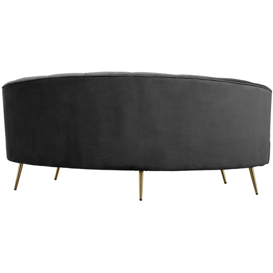 Black - Interiors by Premier - Hasna Three Seat Black Velvet Sofa - 2