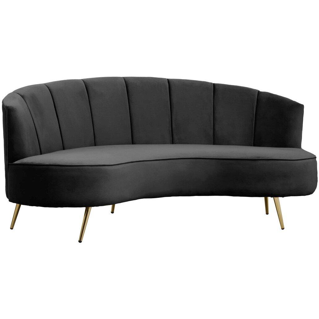 Black - Interiors by Premier - Hasna Three Seat Black Velvet Sofa - 4