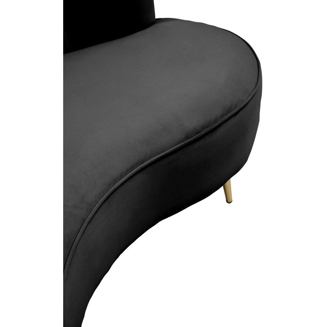 Black - Interiors by Premier - Hasna Three Seat Black Velvet Sofa - 5