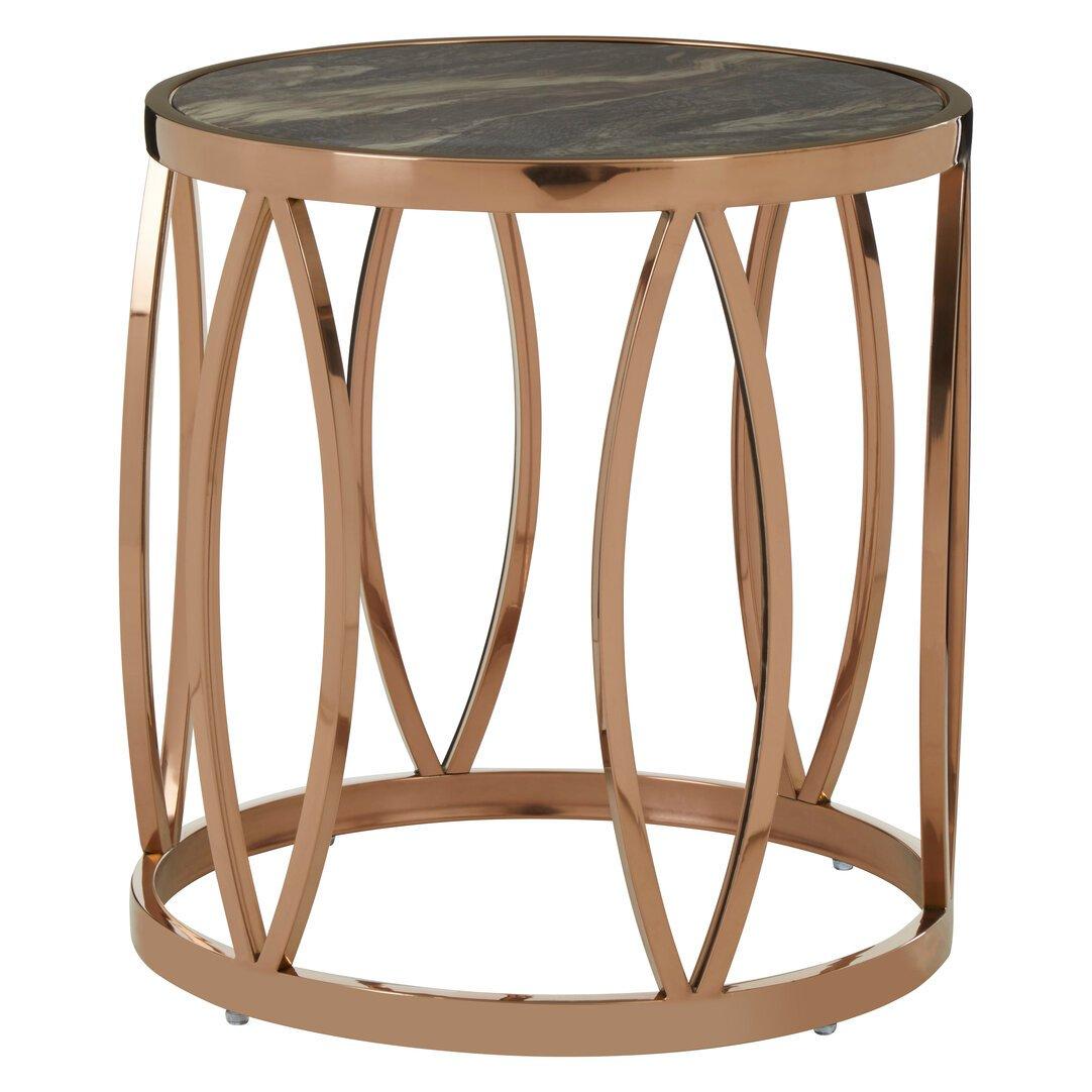 Interiors By Premier  Tula Round Side Table With Leaf Base - Gold