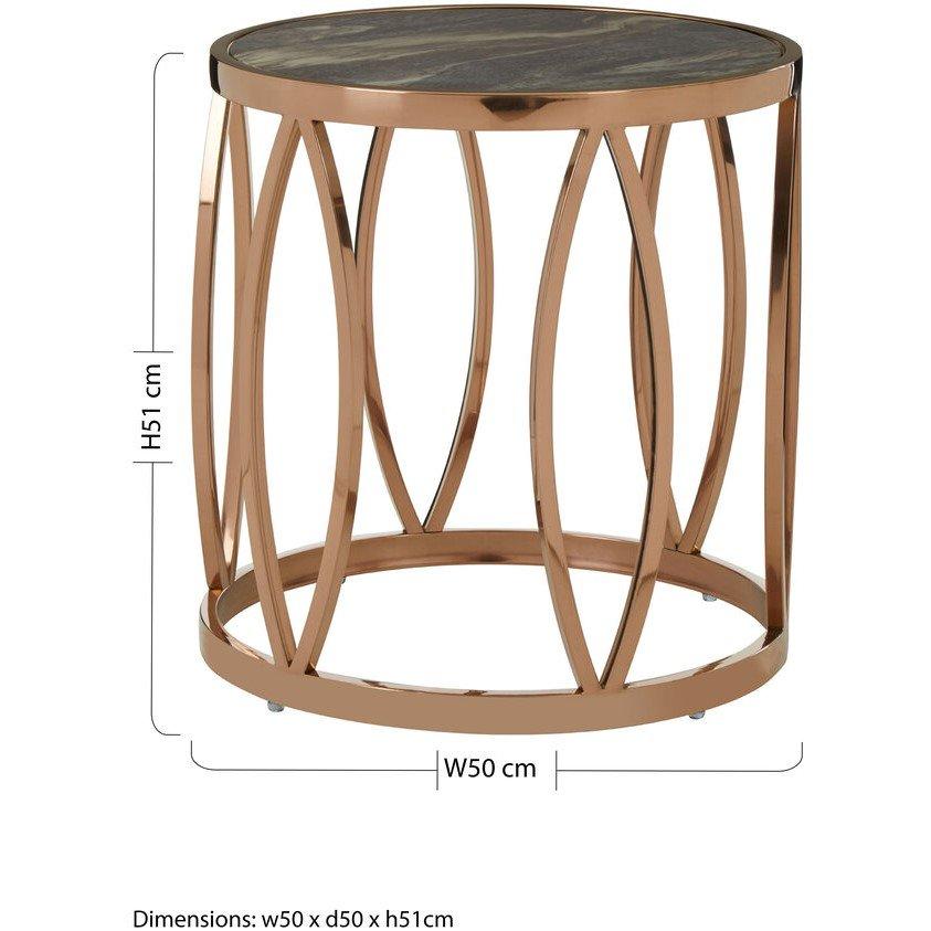Gold - Interiors by Premier - Tula Round Side Table With Leaf Base - 2