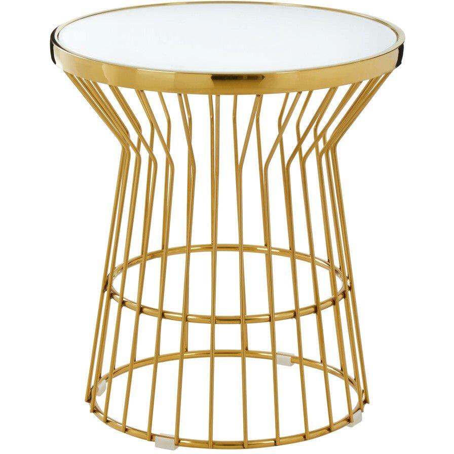 White - Interiors by Premier - Tula Gold Finish Corset Base Side Table - 2