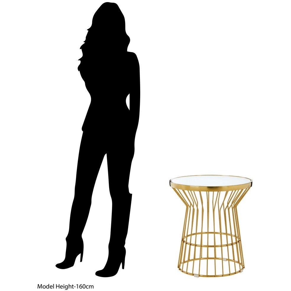 White - Interiors by Premier - Tula Gold Finish Corset Base Side Table - 3